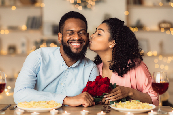 Couple having a romantic dinner at home